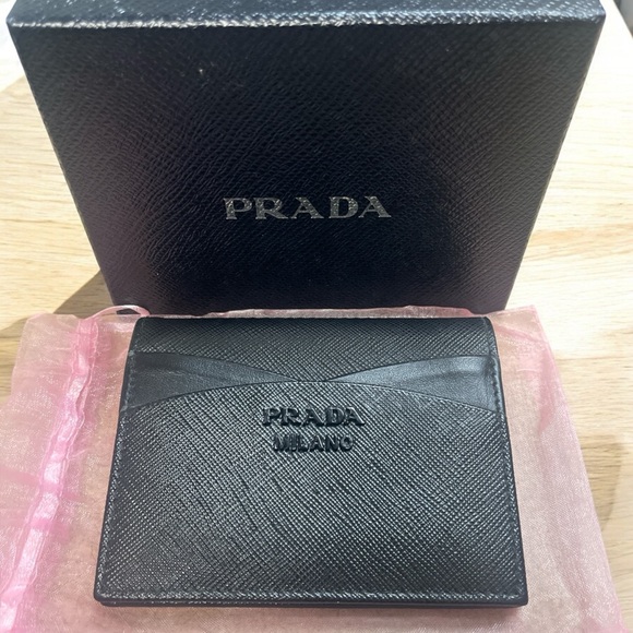 PRADA Saffiano Monochrome Compact Wallet Black - Picture 10 of 10